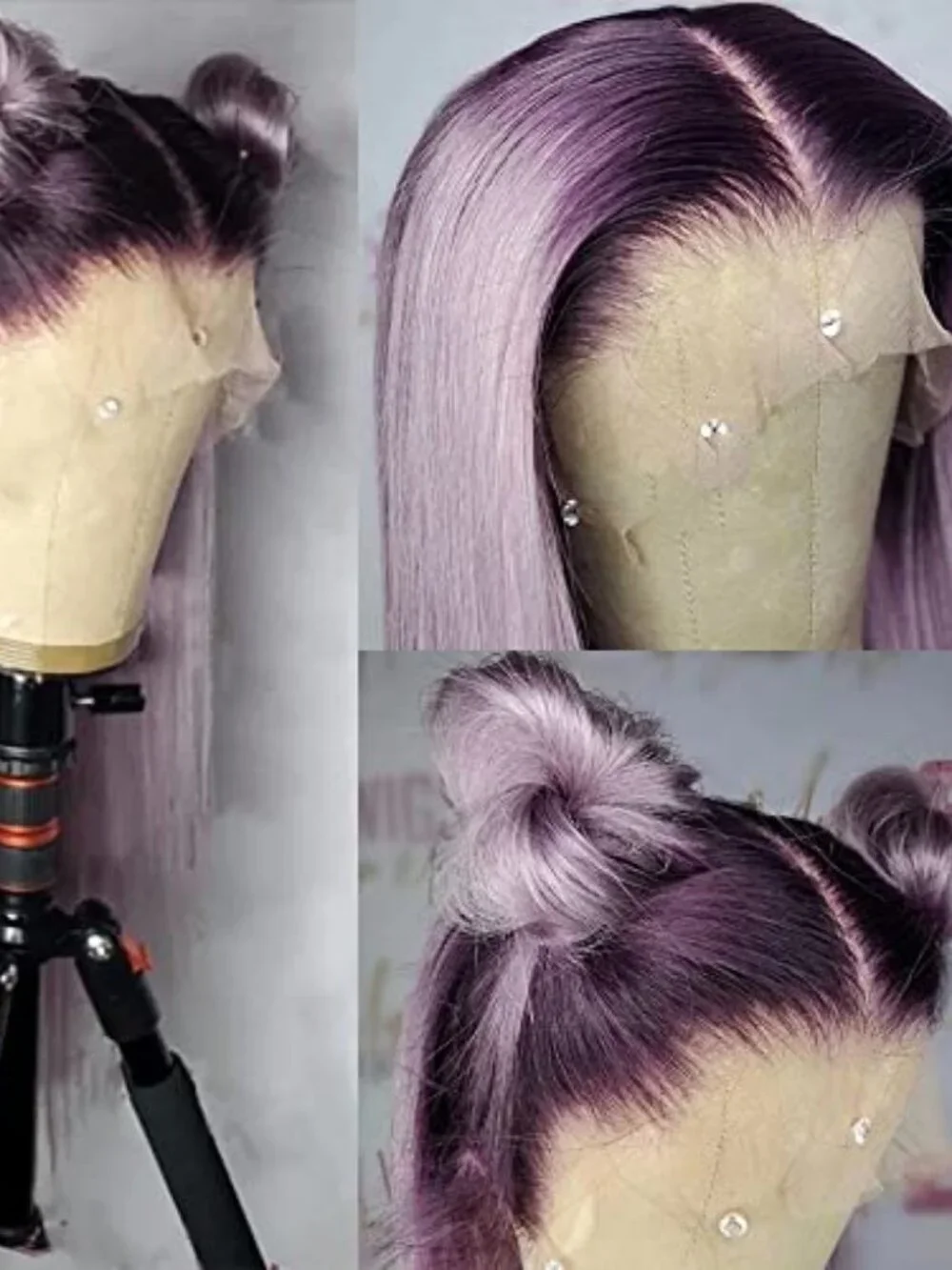 Synthetic Lace Front Wigs Ombre Purple Long Straight Wig | 26 Inch Lilac Long